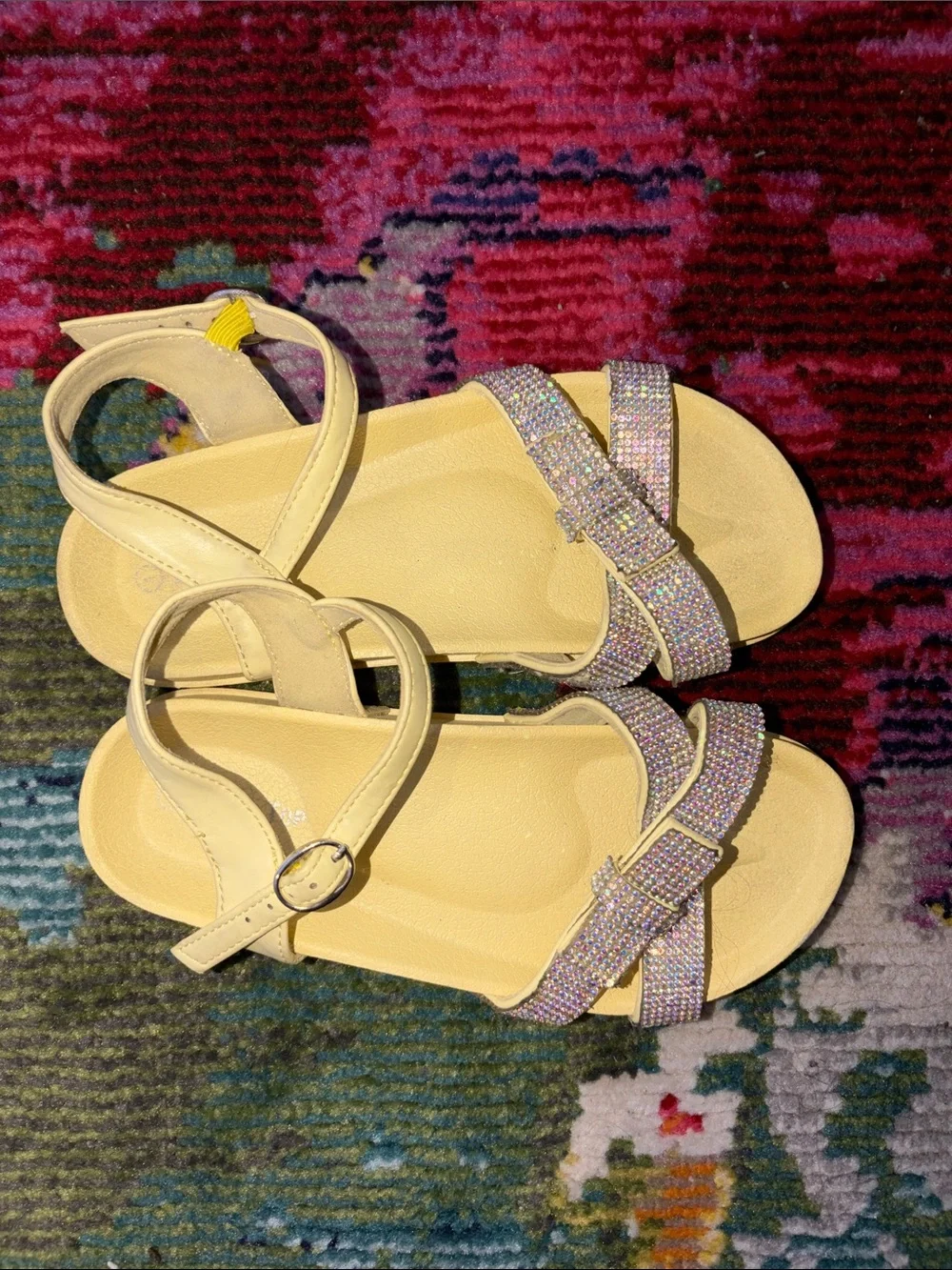 EUC Light Pink Girls' Sparkle Strap Sandals with Ankle Buckle